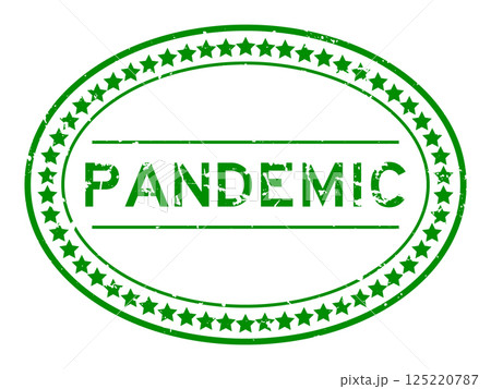 Grunge green pandemic word oval rubber seal stamp on white background 125220787