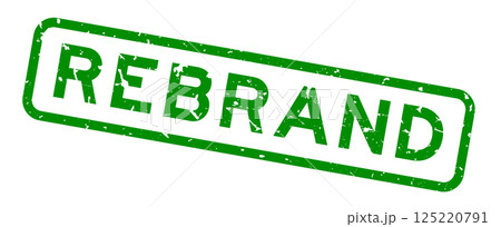 Grunge green rebrand word square rubber seal stamp on white background 125220791