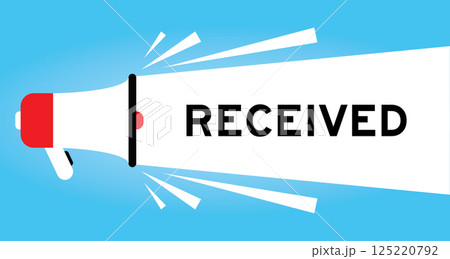 Color megaphone icon with word received in white banner on blue background 125220792