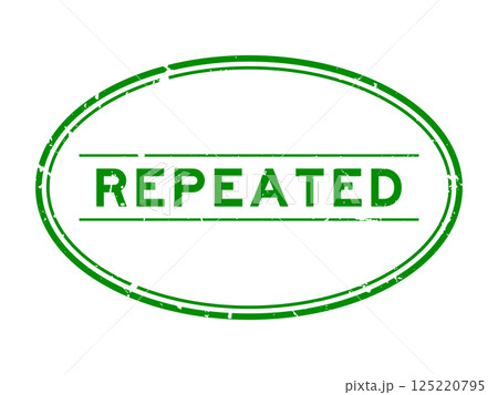 Grunge green repeated word oval rubber seal stamp on white background 125220795