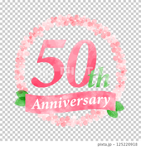 50th anniversary design decorated with pink flower wreath 50th anniversary design decorated with pink flower wreath 125220918
