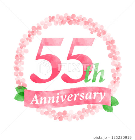 ピンクの花リースで飾った55周年記念デザイン ピンクの花リースで飾った55周年記念デザイン 125220919