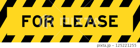 Yellow and black color with line striped label banner with word for lease Yellow and black color with line striped label banner with word for lease 125221255