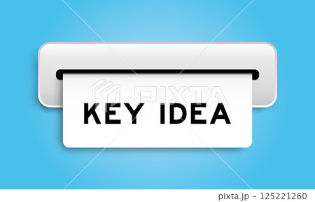 White coupon banner with word key idea from machine on blue color background White coupon banner with word key idea from machine on blue color background 125221260