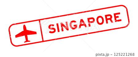 Grunge red singapore word with plane icon square rubber seal stamp on white background Grunge red singapore word with plane icon square rubber seal stamp on white background 125221268