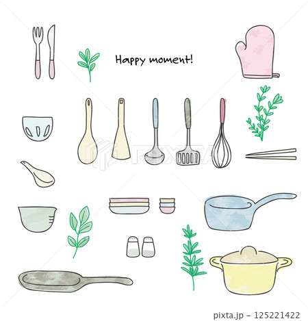 手描き風キッチンツールイラスト 125221422