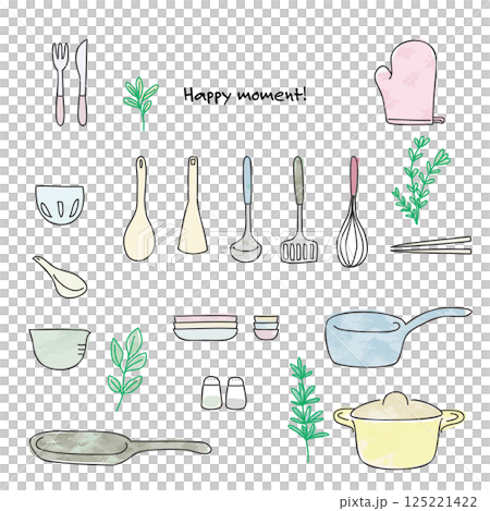 手描き風キッチンツールイラスト 125221422