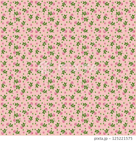 Beautiful seamless pattern of blooming red roses on the pink background. Beautiful seamless pattern of blooming red roses on the pink background. 125221575