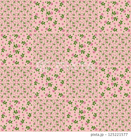 Beautiful seamless pattern of blooming red roses on the pink background. 125221577
