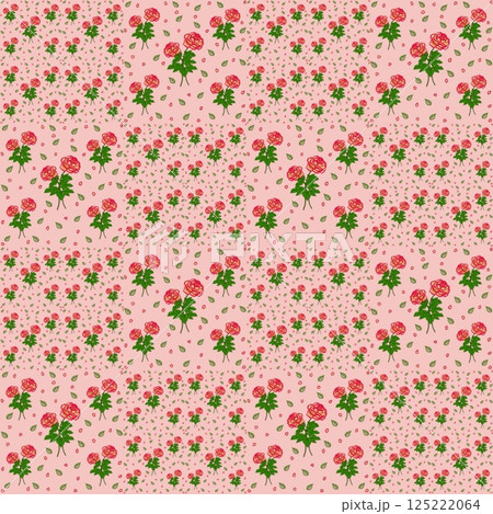 Beautiful seamless pattern of blooming red roses on the pink background. Beautiful seamless pattern of blooming red roses on the pink background. 125222064
