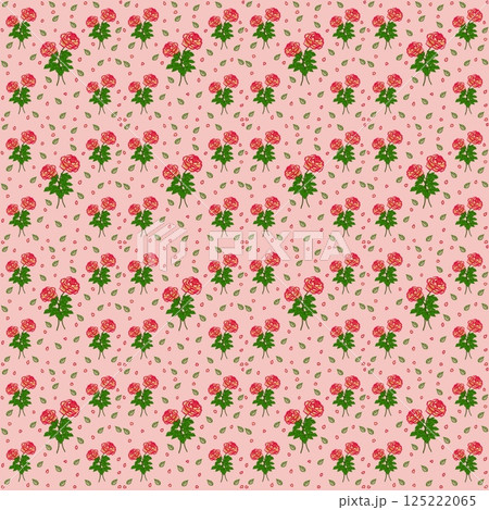 Beautiful seamless pattern of blooming red roses on the pink background. 125222065