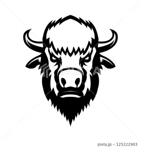 Angry bison head. American buffalo Mascot Head. Design element for logo, label, sign, badge. 125222983