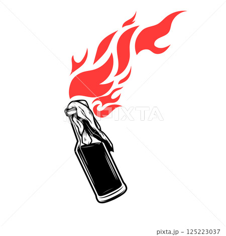 Illustration of Molotov cocktail isolated on white background. Design element for logo, label, sign, poster, menu. Vector illustration 125223037