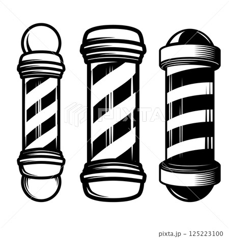 Barber pole. Design element for logo, label, sign, emblem. Vector illustration Barber pole. Design element for logo, label, sign, emblem. Vector illustration 125223100