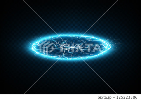Electric Blue Energy Portal with stunning Lightning Effects, a captivating visual experience for viewers 125223586