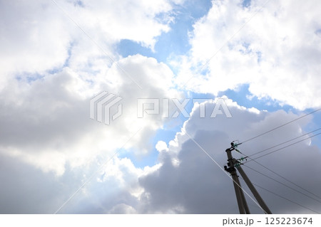 Dynamic Clouds with Power Lines Beautifully and Artistically Displayed Underneath the Sky 125223674