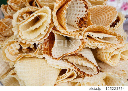 A Delicious Assortment of Lacy Ice Cream Cone Waffle Cups Perfect for Any Occasion A Delicious Assortment of Lacy Ice Cream Cone Waffle Cups Perfect for Any Occasion 125223754