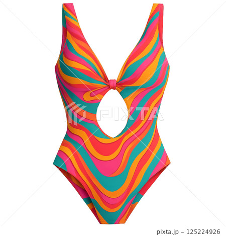 Vibrant Swimsuit Design Featuring Bold Colors and Stylish Cutouts for Summer Fun 125224926