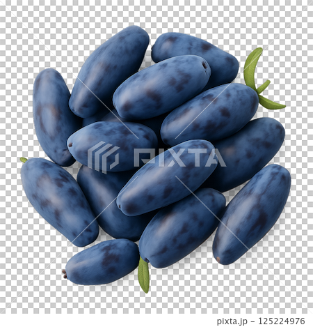 Freshly Picked Blue Fruit Displayed in an Artistically Arranged Pile on a White Surface 125224976