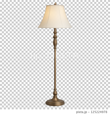 Elegant Floor Lamp With Cream Shade Enhances Living Room Decor and Atmosphere 125224978