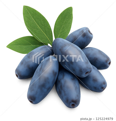 Freshly Picked Blue Fruit Displayed in an Artistically Arranged Pile on a White Surface 125224979