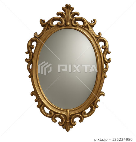 Elegant Ornate Gold Mirror Displayed in a Classic Interior Setting With Vintage Decor Elements 125224980