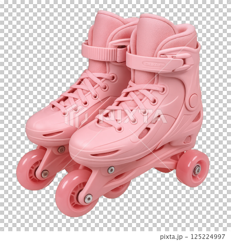 Stylish Pink Roller Skates Designed for Fun and Movement at the Park or Skate Rink During Sunny Days 125224997