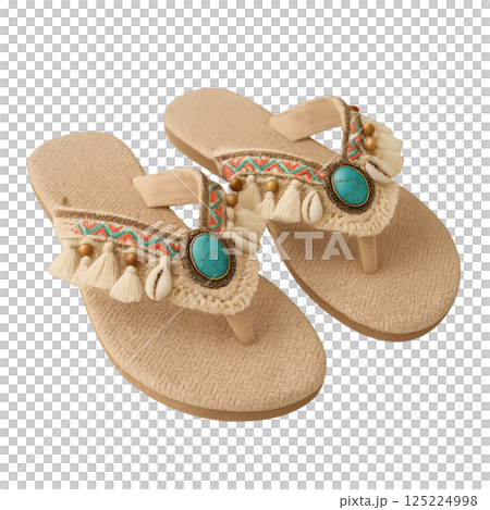Stylish Summer Sandals With Colorful Bead and Tassel Accents Perfect for Beach Days 125224998
