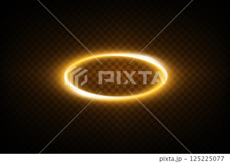 A Glowing Golden Halo is Gracefully Displayed on an Artistic Dark Background, Creating a Stunning Visual Effect A Glowing Golden Halo is Gracefully Displayed on an Artistic Dark Background, Creating a Stunning Visual Effect 125225077