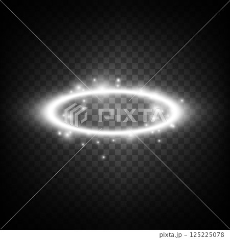 A stunning Glowing Halo Effect adorned with Sparkles and radiant Light, perfect for a celebratory atmosphere 125225078