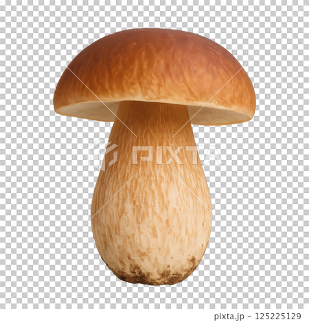 Beautiful Porcini Mushroom With Smooth Cap and Firm Stem on a White Background 125225129