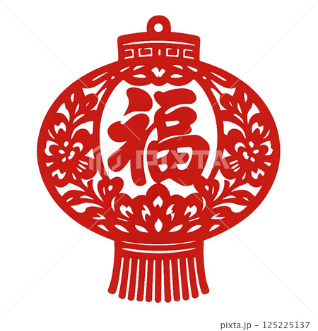 Decorative Red Lantern With Floral Patterns for Celebratory Occasions and Festivities 125225137