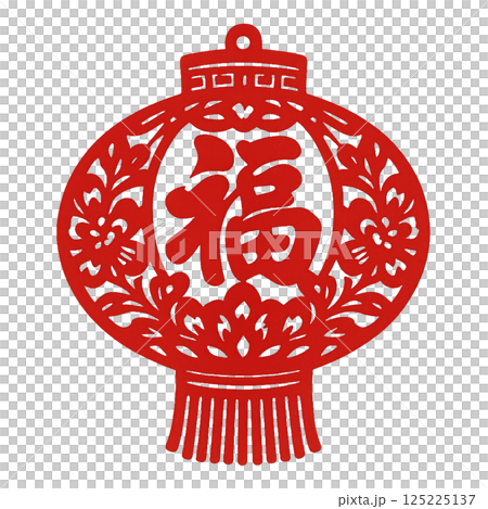 Decorative Red Lantern With Floral Patterns for Celebratory Occasions and Festivities 125225137