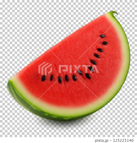 Fresh Watermelon Slice Displaying Juicy Red Flesh and Black Seeds Ready to Be Enjoyed on a Hot Day 125225140
