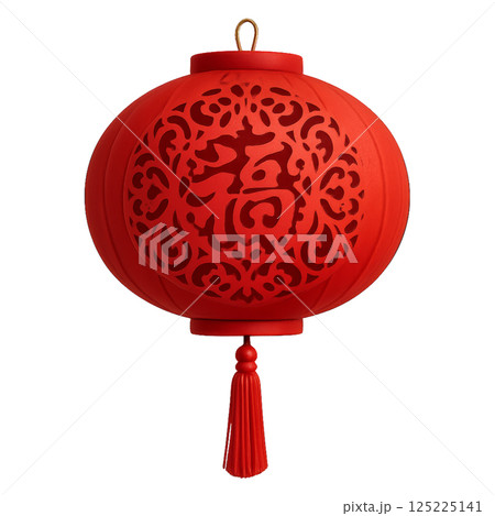 Decorative Red Lantern With Intricate Design and Tassel for Festive Celebrations 125225141