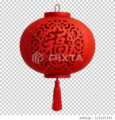 Decorative Red Lantern With Intricate Design and Tassel for Festive Celebrations 125225141