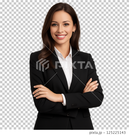 Professional Woman in Business Attire Smiles Confidently With Arms Crossed 125225143