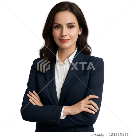 Confident Businesswoman in Professional Attire With Arms Crossed in a Portrait Setting 125225151