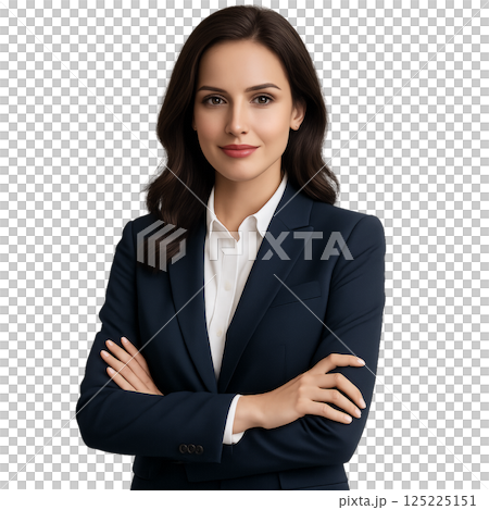 Confident Businesswoman in Professional Attire With Arms Crossed in a Portrait Setting 125225151
