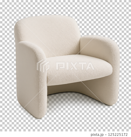 Comfortable Light-Colored Chair With Rounded Design for Modern Interior Aesthetics in Cozy Living Spaces 125225172