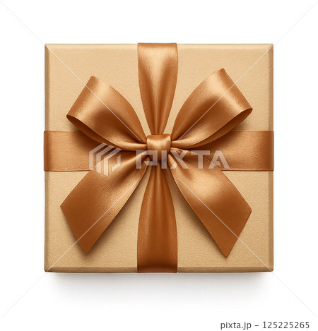 Beautifully Wrapped Gold Gift Box With Satin Ribbon for Special Occasions and Celebrations 125225265