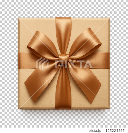 Beautifully Wrapped Gold Gift Box With Satin Ribbon for Special Occasions and Celebrations 125225265