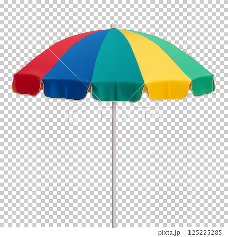 Colorful Beach Umbrella Providing Shade on a Sunny Day at the Seaside 125225285