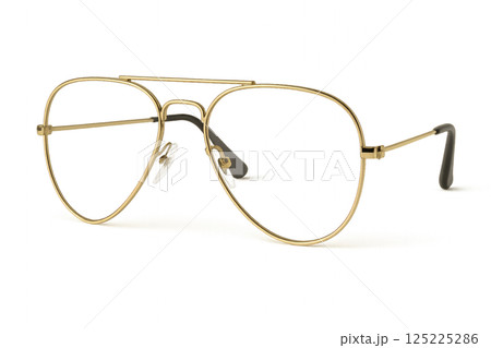 Vintage Style Aviator Glasses With a Golden Frame and Black Accents on the Arms 125225286