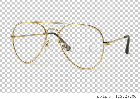 Vintage Style Aviator Glasses With a Golden Frame and Black Accents on the Arms 125225286