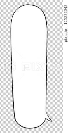 A simple speech bubble with a hand-drawn line drawing style. A very long, round tail at the bottom right. Monochrome. 125225342