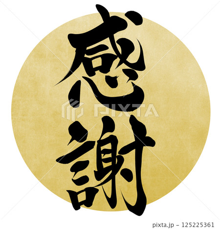 感謝　筆文字で書かれた筆で書いたイラスト文字 125225361