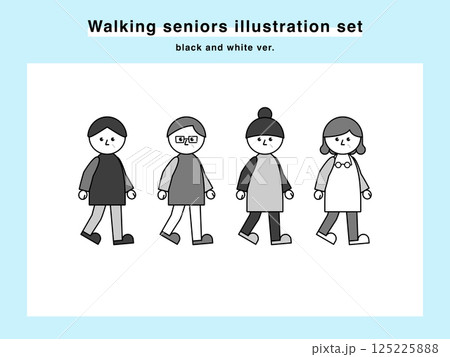 歩いている高齢者のイラストセット 03 125225888