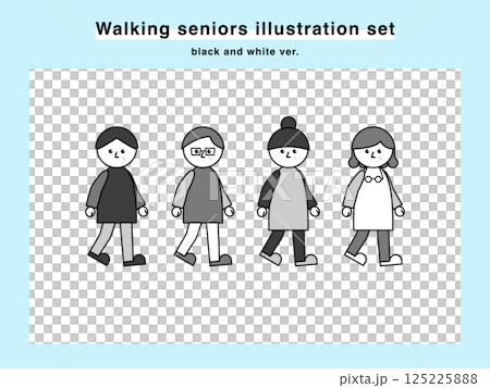 Illustration set of elderly people walking 03 125225888