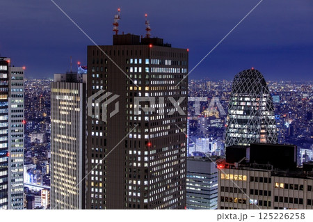 【夜景100選】東京都庁展望室から眺める新宿副都心の夜景 125226258